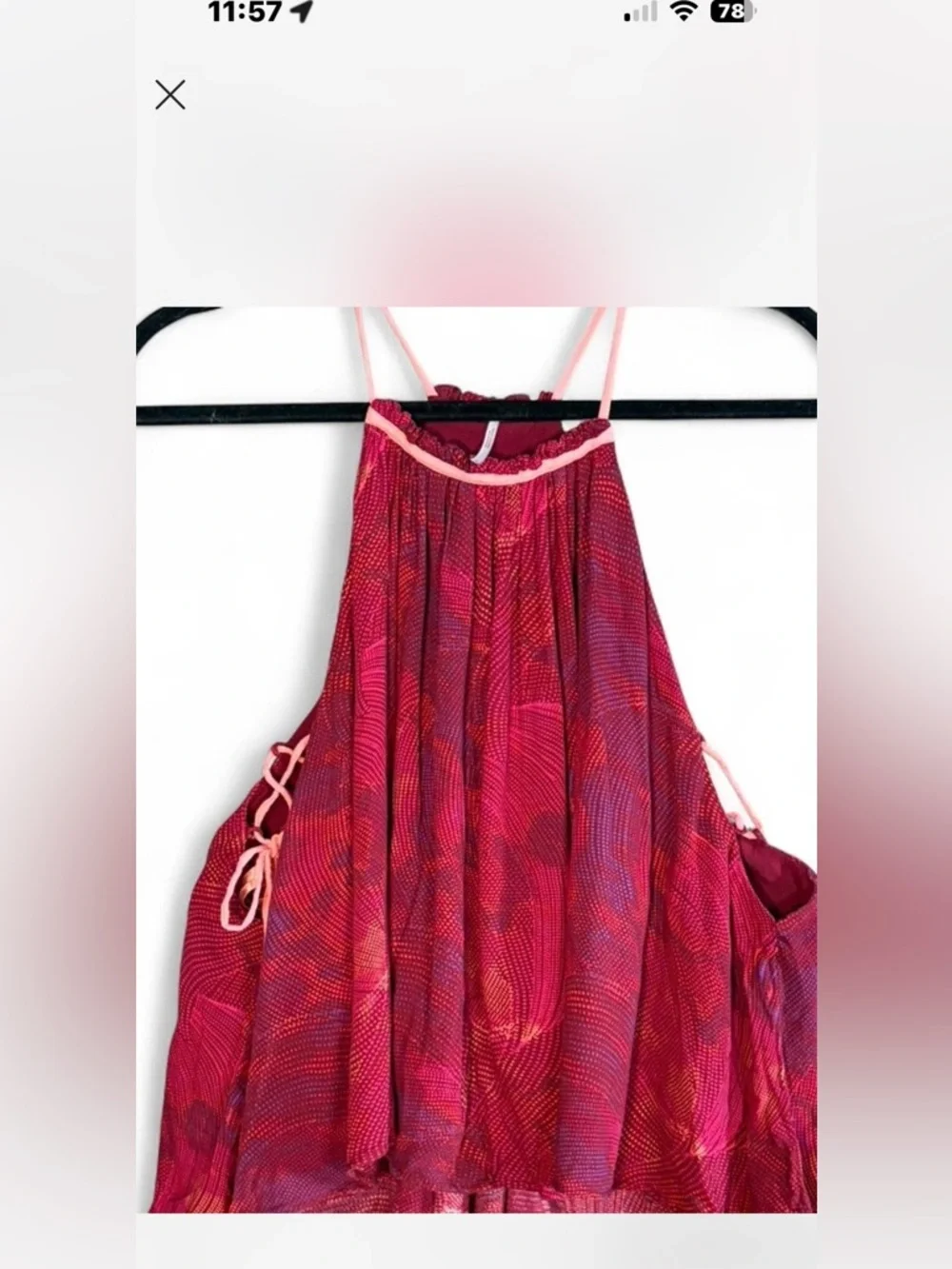 Free People Seasons in the Sun Tank Berry Red Sold Out Boho Halter Tie Top S - Picture 5 of 7